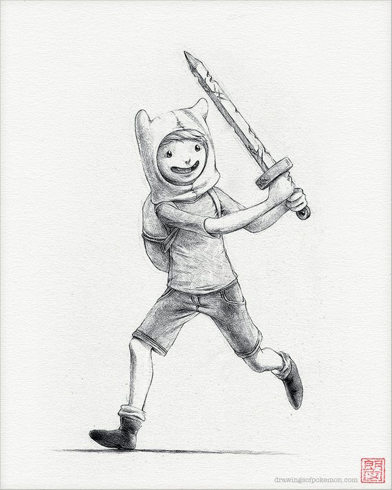 570x713 Finn The Human X Print Adventure Time Drawing Etsy - Adventure Time Drawings