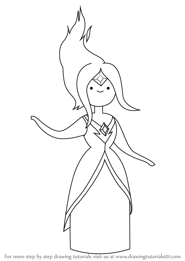 598x844 Learn How To Draw Flame Princess From Adventure Time - Adventure Time Drawings