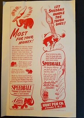 287x400 vintage speedball drawing lettering hunt pen company advertisement - Advertisement Drawing