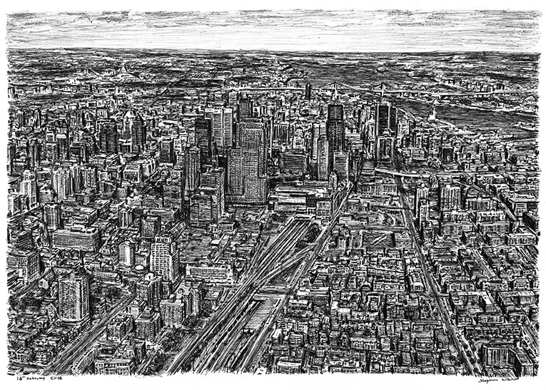 765x547 aerial view of montreal, canada - Aerial Drawing