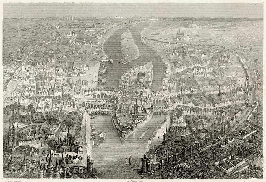 900x615 medieval paris aerial view drawing - Aerial Drawing