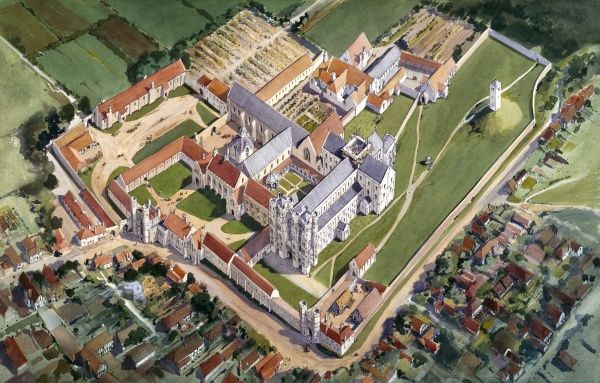 600x383 prints of aerial view reconstruction drawing, st augustines abbey - Aerial Drawing