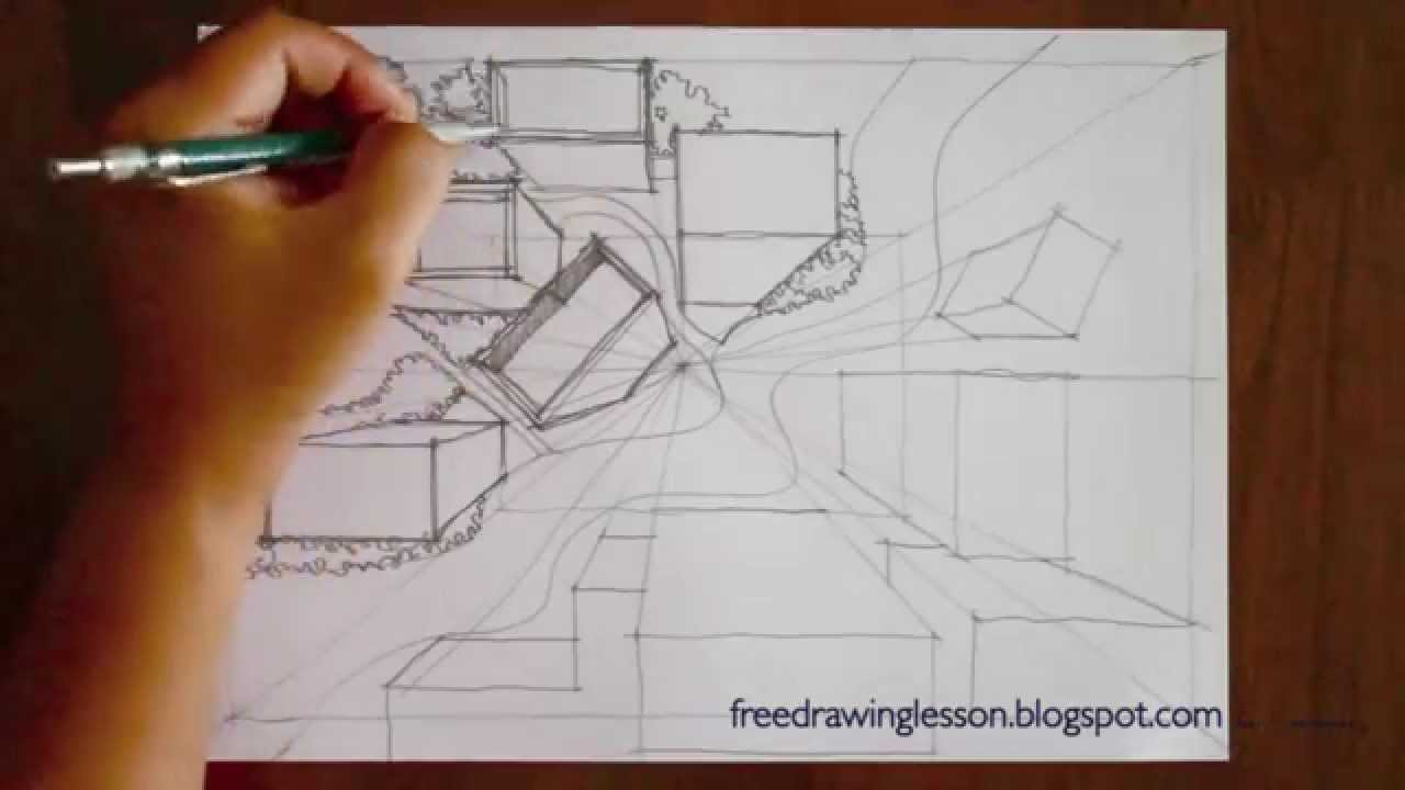 1280x720 aerial view perspectivebuildings in a landscape setting - Aerial Drawing