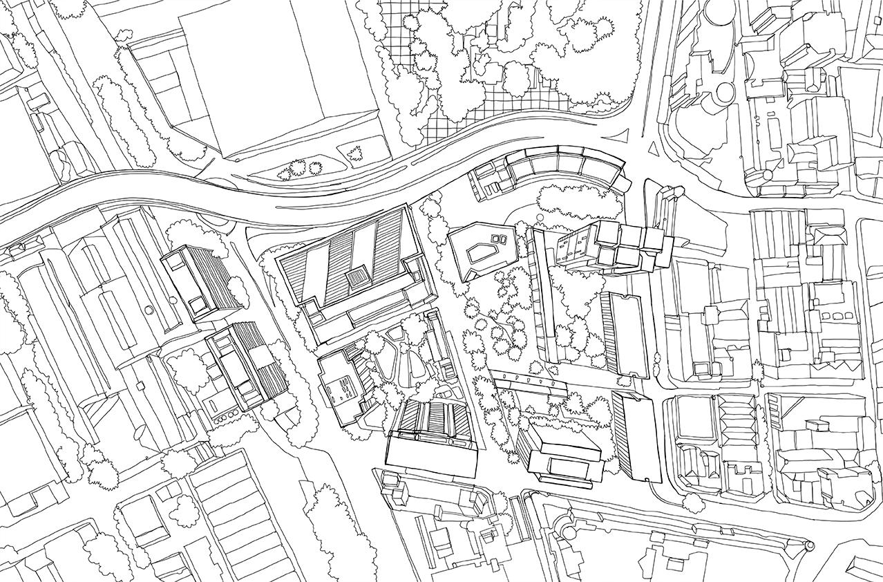1278x842 aerial drawings of darling harbour illustrated maps - Aerial Drawing