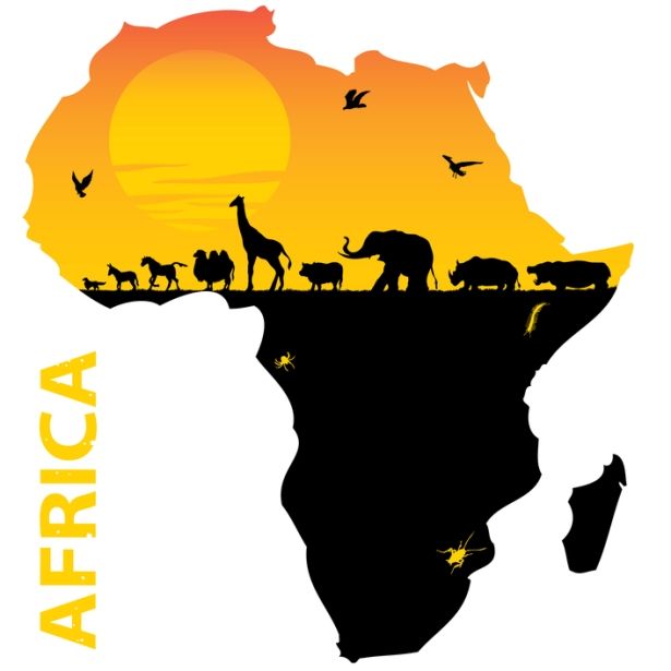615x615 map of the continent of africa where so many animals - Africa Drawing