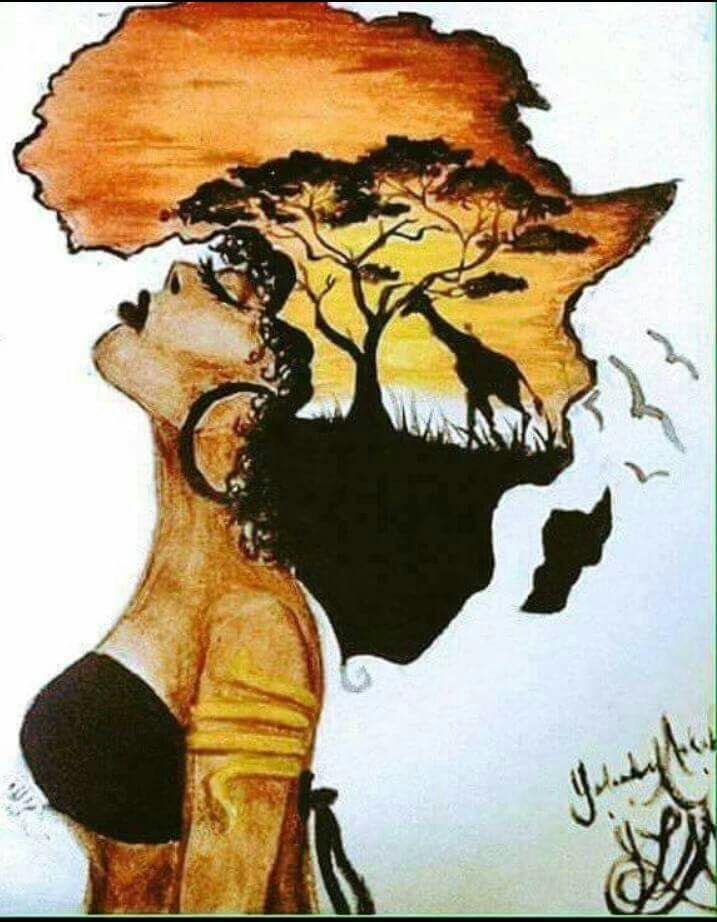 717x922 africa {pro} black art, black girl art, black love art - Africa Drawing