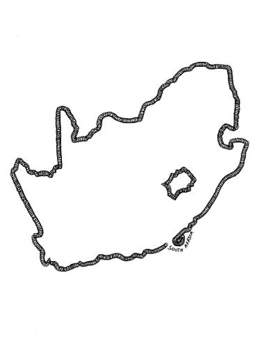 375x506 South Africa Border Drawing - Africa Drawing