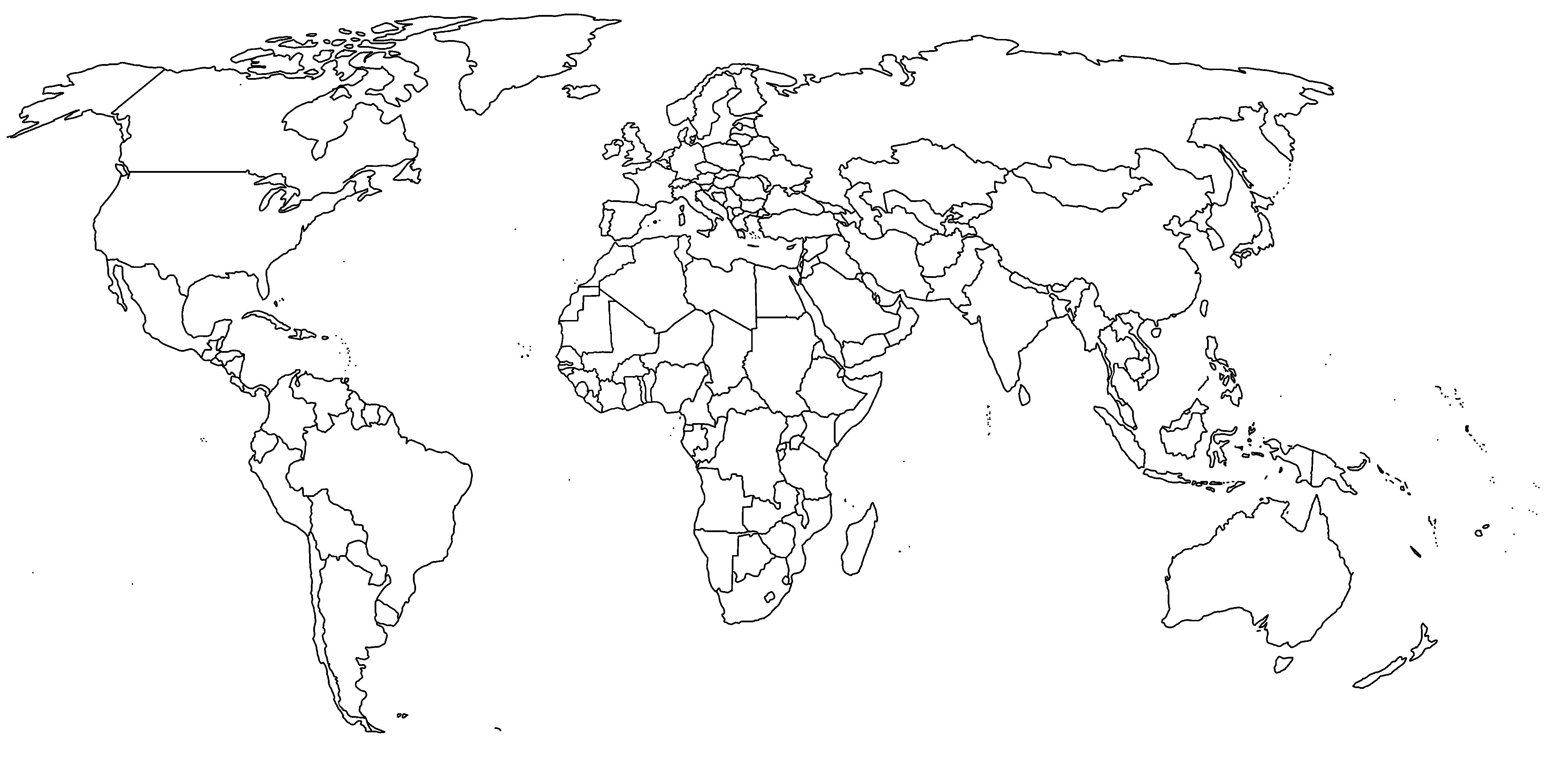 4500x2234 world map outline with countries labeled copy africa map outline - Africa Map Drawing