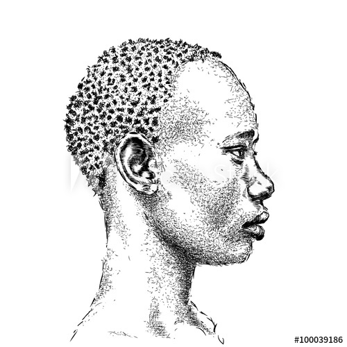 500x500 pretty african american girl beautiful black woman profile view - African American Girl Drawing