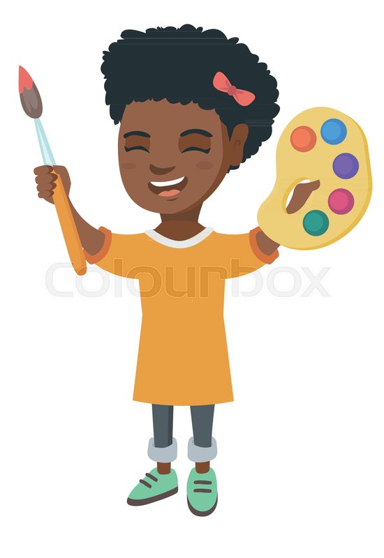 550x800 smiling african american girl drawing stock vector colourbox - African American Girl Drawing