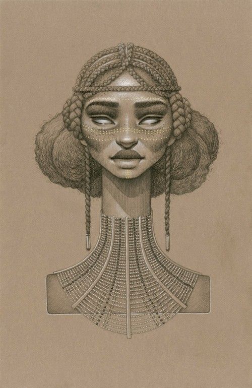 500x770 fictional sun goddesses in africa, beautifully illustrated - African Drawings