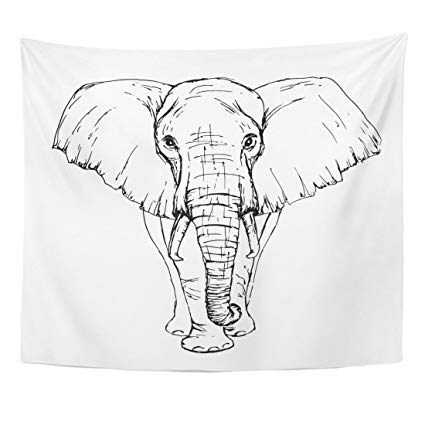 425x425 emvency tapestry outline sketch - African Elephant Drawing