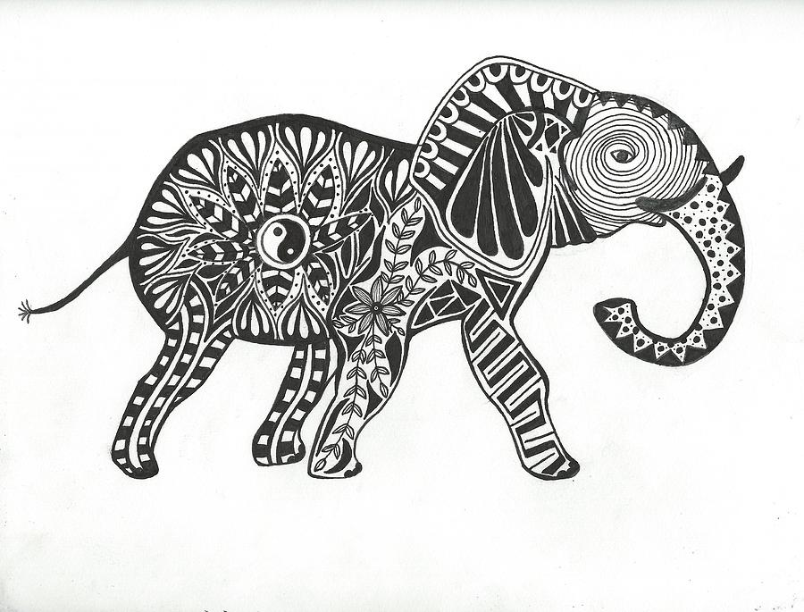 900x685 Zen African Elephant Drawing - African Elephant Drawing