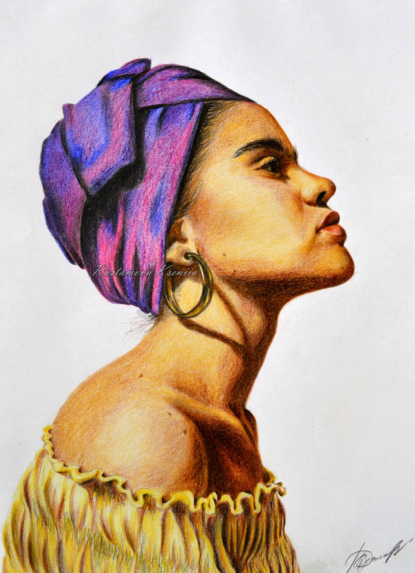600x829 African Woman Drawing - African Girl Drawing