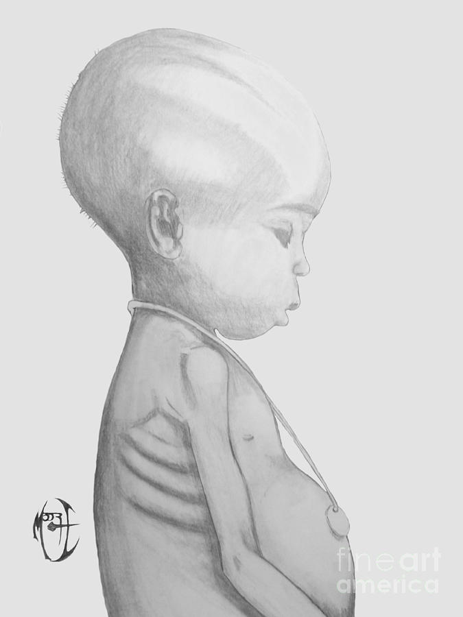 675x900 Starved African Girl Drawing - African Girl Drawing
