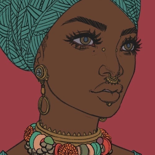 500x500 drawing art girl jewelry eyes piercing indie lady draw african - African Girl Drawing