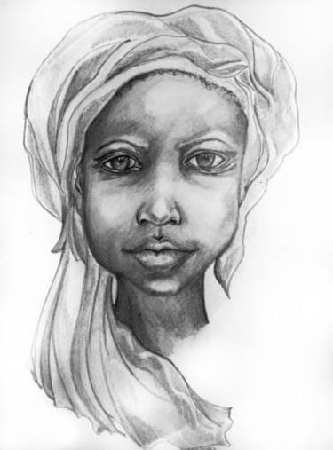 375x507 Portrait African Girl Drawing - African Girl Drawing