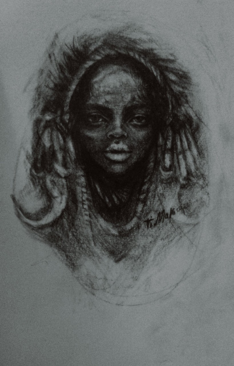 819x1280 Portret - African Girl Drawing