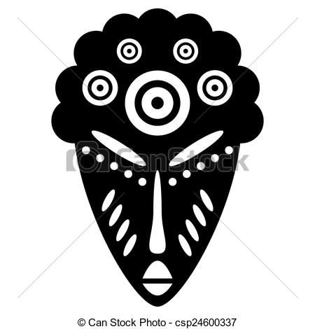 450x470 African Masks Isolated On White Vector Icons For Tribal Designs - African Mask Drawing