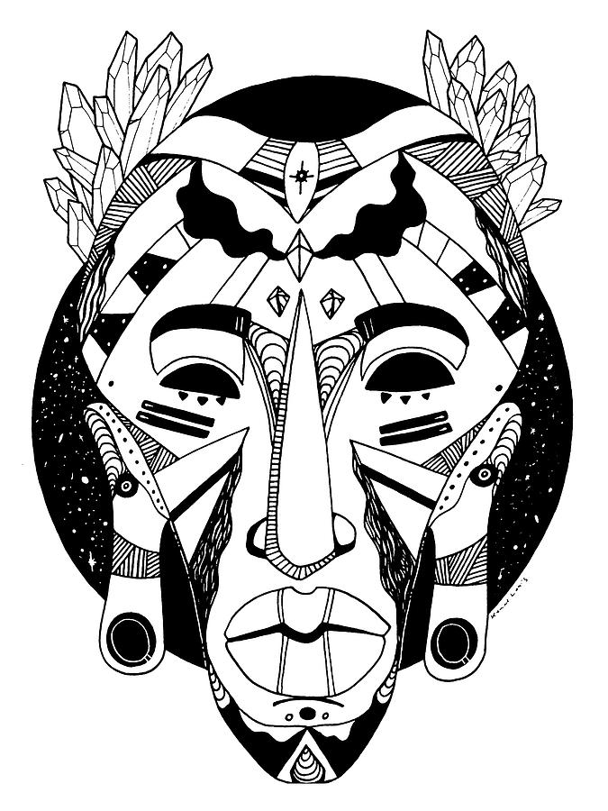 Выразительные фигуры на африканской маске с символами предков