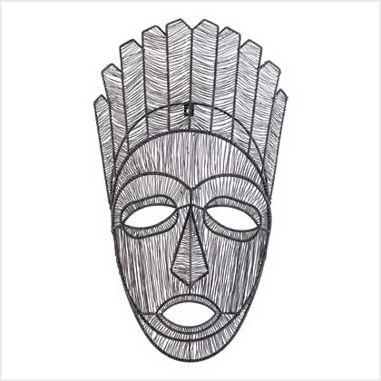 420x420 Tribal Mask Wall Sculpture - African Mask Drawing