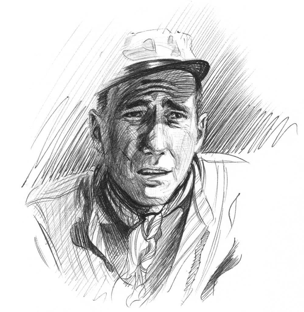 1000x1029 Bogart In The African Queen - African Queen Drawing