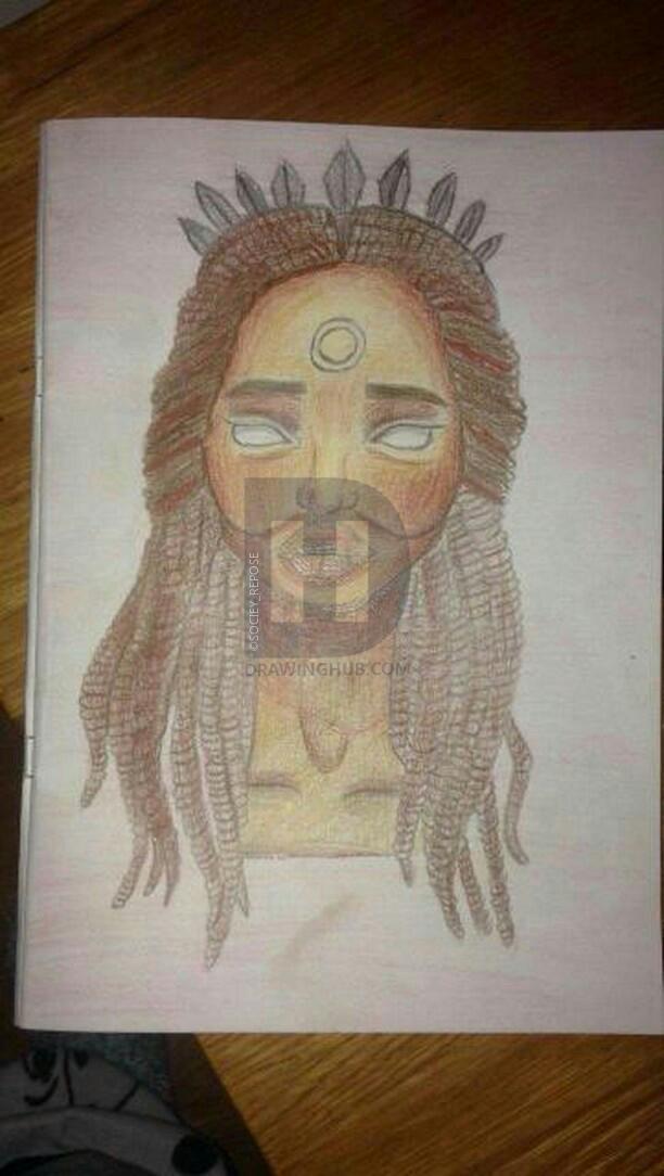 612x1084 Draw An African Queen Drawinghub - African Queen Drawing