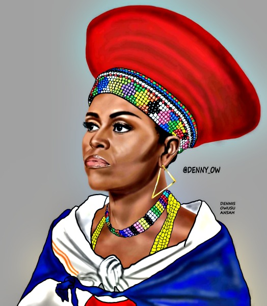 524x599 pic of the day when michelle obama was the queen of africa - African Queen Drawing