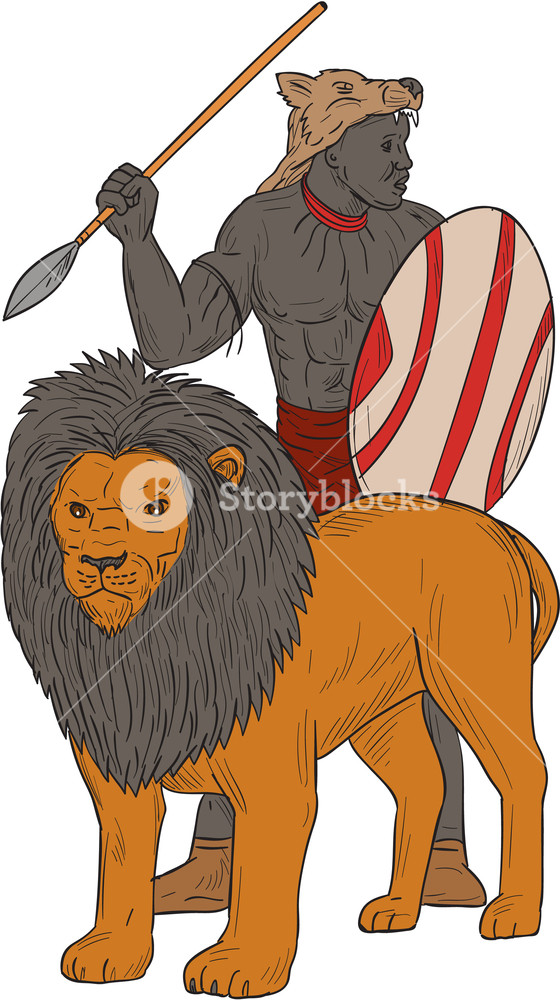 560x1000 Drawing Sketch Style Illustration Of An African Warrior Holding - African Warrior Drawing