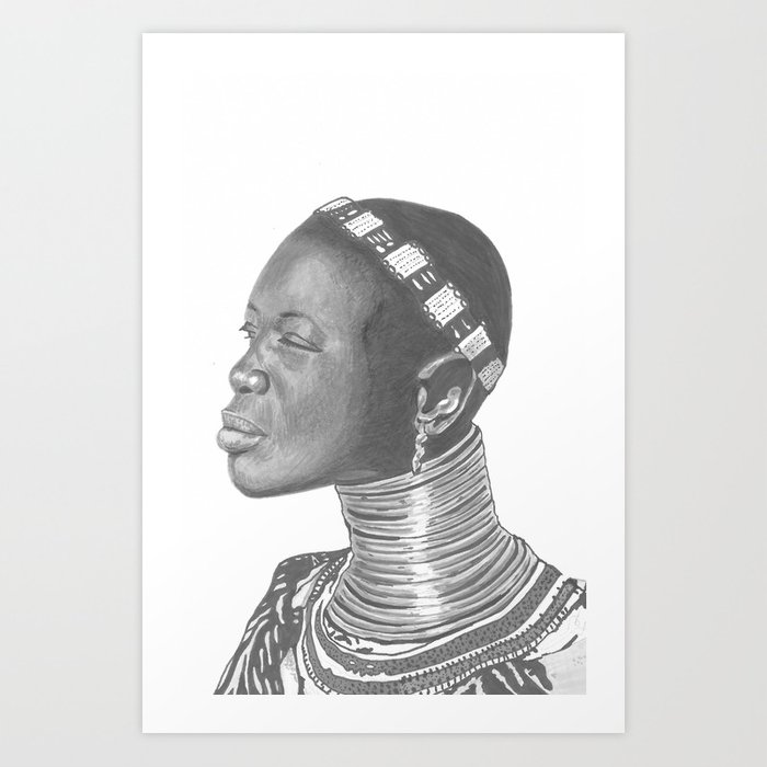 700x700 African Woman Drawing Art Print - African Woman Drawing