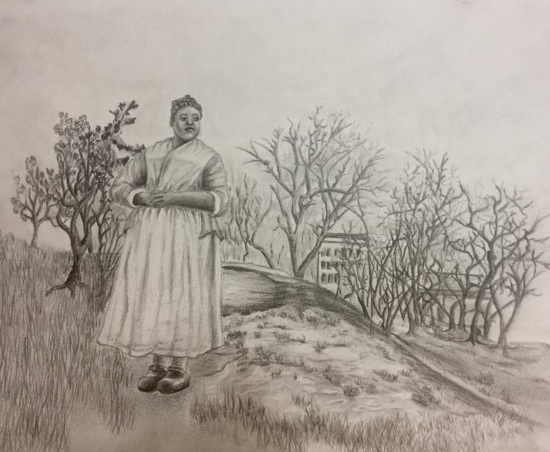 794x652 african woman in colonial america drawing etsy - African Woman Drawing