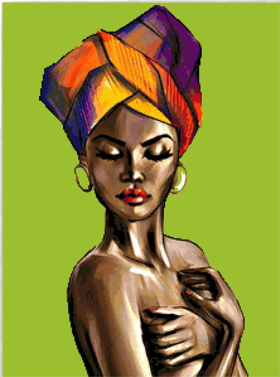 570x768 Buy Get Free! Beautiful African Lady Cross Stitch Pattern - African Woman Drawing