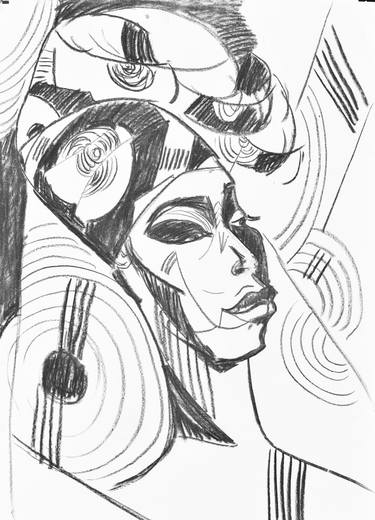 375x520 Head Of African Woman Drawing - African Woman Drawing