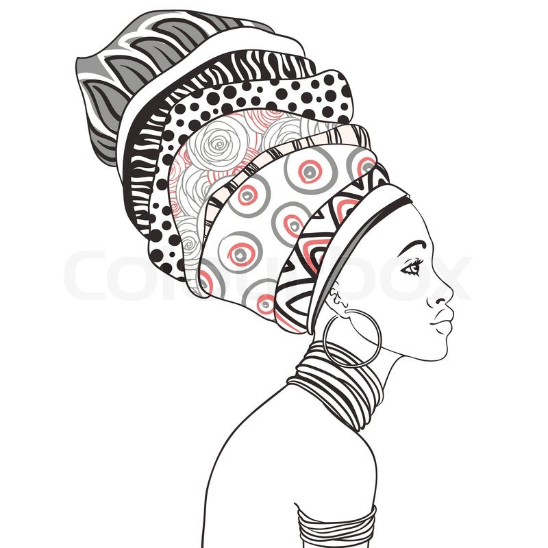 800x800 Portrait Of Beautiful African Woman Stock Vector Colourbox - African Woman Drawing