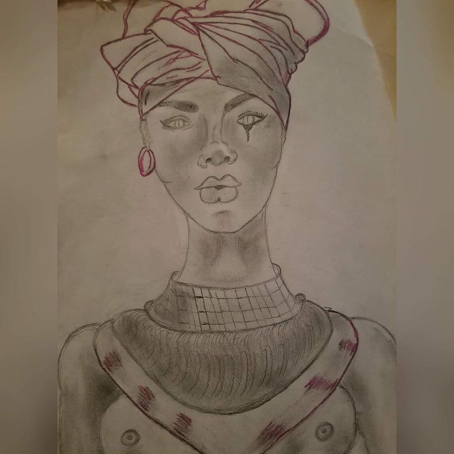 900x900 The African Woman Drawing - African Woman Drawing