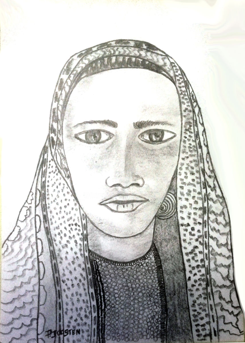 855x1200 Young African Woman Drawing - African Woman Drawing