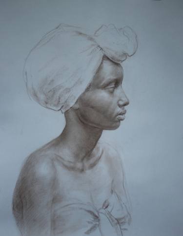 375x483 Portrait Of African American Woman Drawing - African Woman Drawing