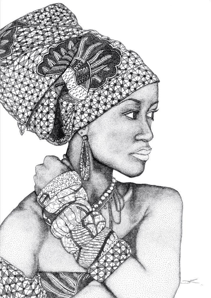 727x1024 African Goddess - African Woman Drawing