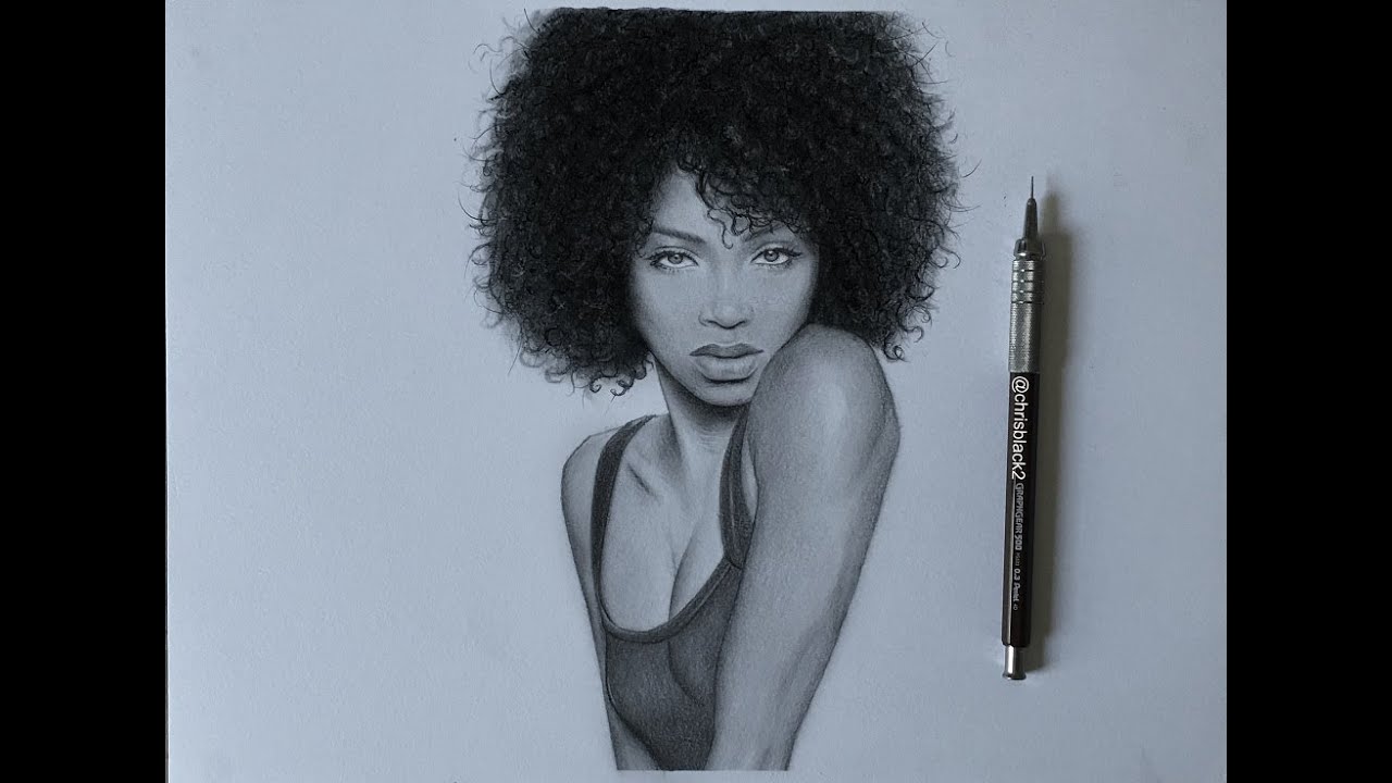 1280x720 Drawing A Girl With Curly Hair - Afro Drawing