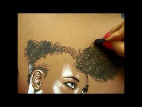 480x360 drawing an afro with a charcoal - Afro Drawing