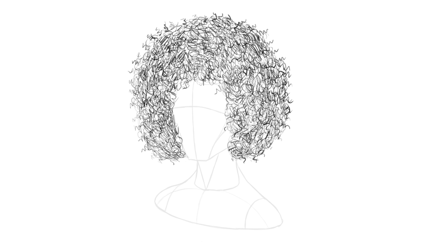 850x481 How To Draw Hair Step - Afro Drawing