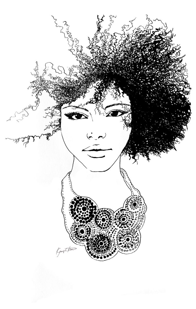 763x1200 fashion illustration art girly urban afro hair art, hair - Afro Drawing