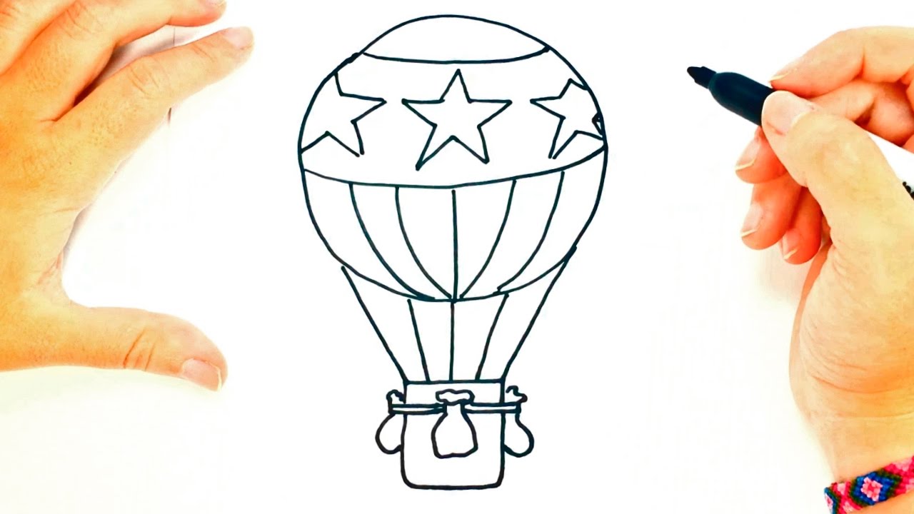 1280x720 how to draw a hot air balloon hot air balloon easy draw tutorial - Air Balloon Drawing