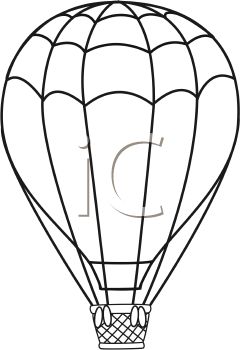 240x350 black and white line drawing of a hot air balloon - Air Balloon Drawing
