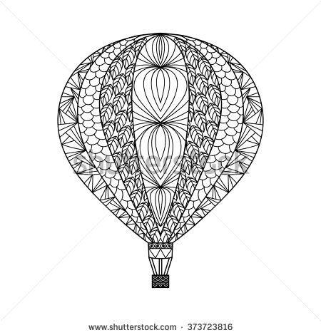 450x470 hot air balloon basket drawing hot air balloon adult coloring - Air Balloon Drawing