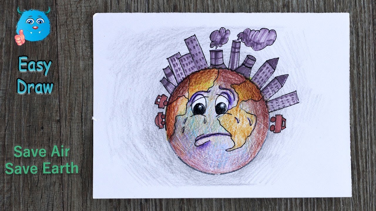 1280x720 How To Draw Air Pollution For Easy Save Earth Poster - Air Drawing