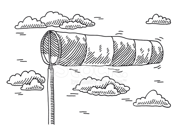 605x440 Windsock Air Speed Indicator Drawing Stock Vector - Air Drawing