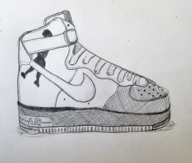 640x543 how to draw nike air force ones - Air Force Drawing