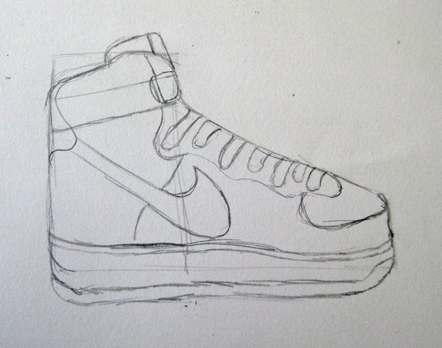 640x504 how to draw nike air force ones - Air Force One Drawing