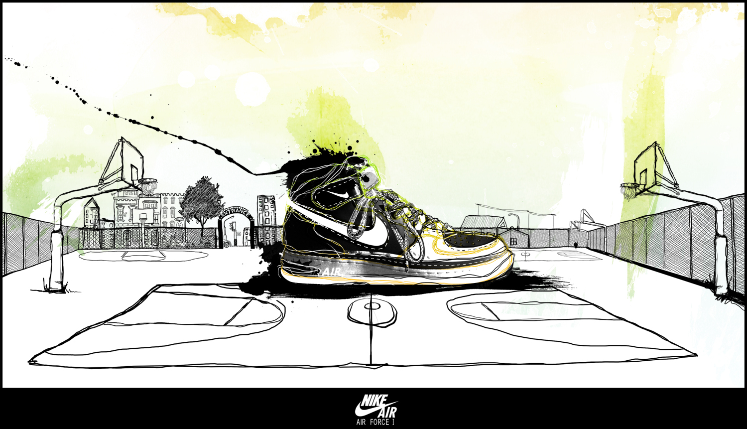 1500x861 Nike Air Force One Kudzd - Air Force One Drawing